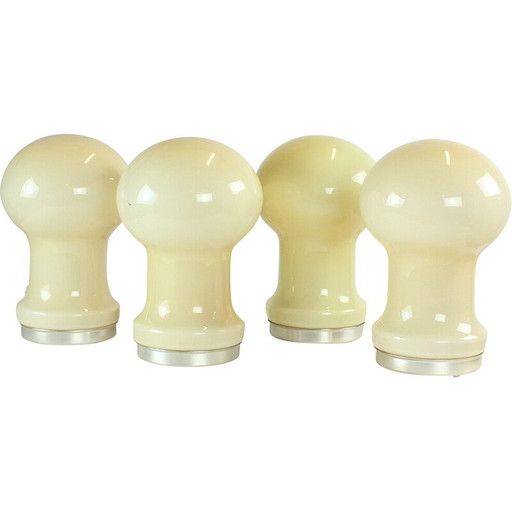 Vintage beige opaline glazen tafellamp van Ivan Jakes voor Opp Jihlava, Tsjecho-Slowakije 1960