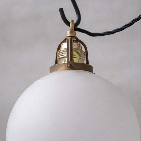 Image 1 of Paar vintage hanglampen van geëtst glas, Frankrijk 1960