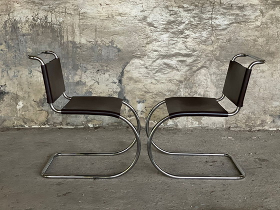 Image 1 of 2X Mies Van Der Rohe Mr10 Knoll Internationale Stoelen Stoelontwerp