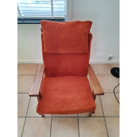 Image 1 of Vintage Lotus fauteuil in hout en oranje fluweel van Rob Parry voor Gelderland, Nederland 1960