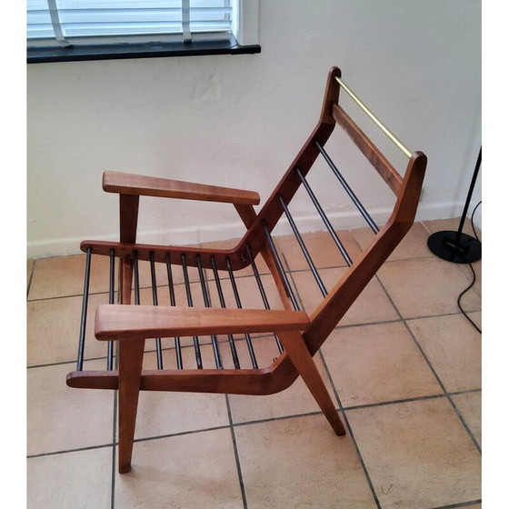 Image 1 of Vintage Lotus fauteuil in hout en oranje fluweel van Rob Parry voor Gelderland, Nederland 1960