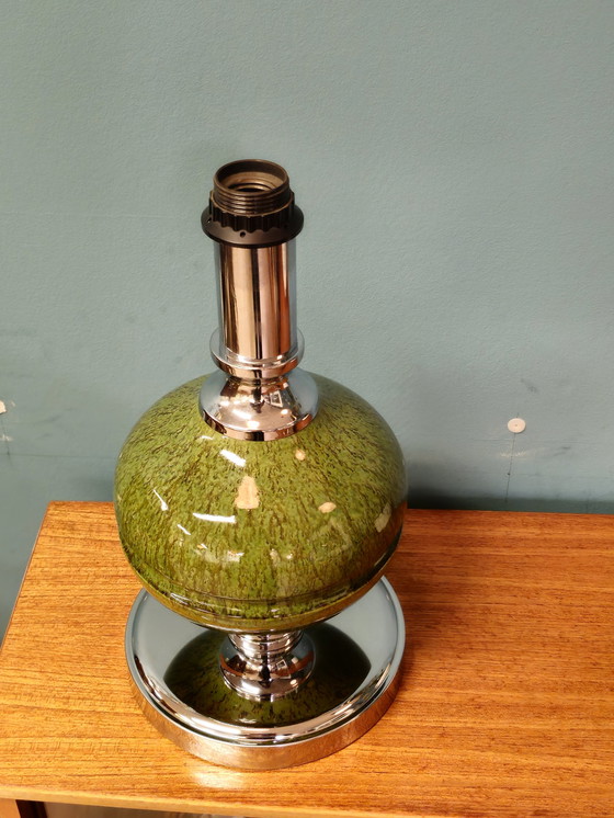 Image 1 of Vintage Chromen Keramiek Tafellamp Tafel Lamp Groen 