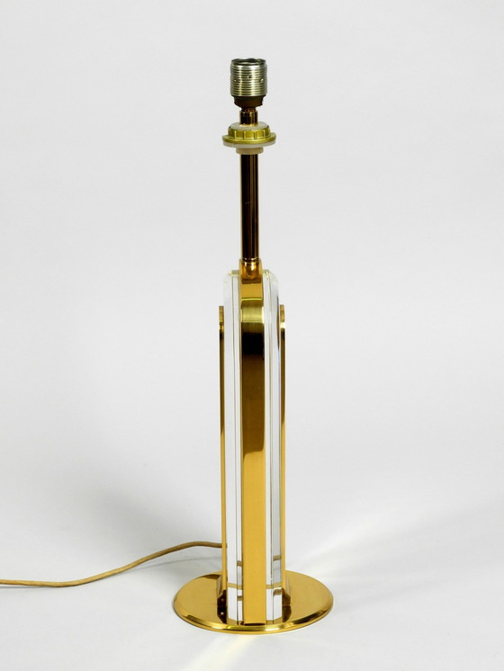 Image 1 of Zeer Zeldzame 1970S Xxl Messing Glazen Tafellamp uit de Vereinigte Werkstätten Collectie