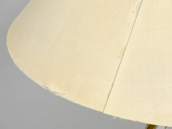 Image 1 of Zeer Zeldzame 1970S Xxl Messing Glazen Tafellamp uit de Vereinigte Werkstätten Collectie