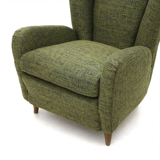 Image 1 of Paar vintage fauteuils in groene stof, jaren 1940
