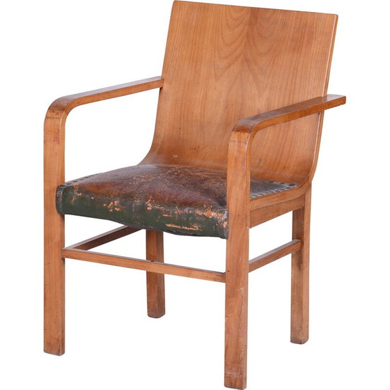 Image 1 of Vintage Art Deco kersen fauteuil door J. Halabala voor Up Zavody, Tsjecho-Slowakije 1930