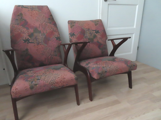 2x Vintage fauteuils jaren 50-60