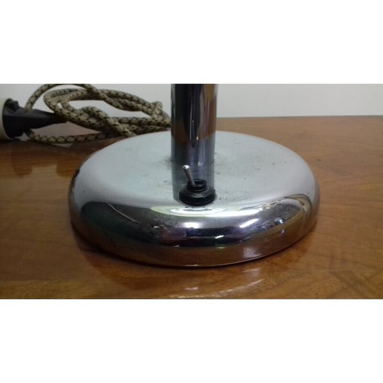 Image 1 of Vintage chromen en glazen tafellamp van Jindřich Halabala, Tsjecho-Slowakije 1935