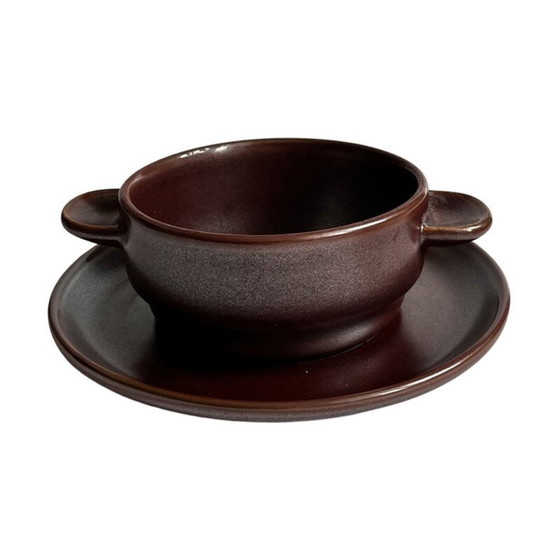 Image 1 of Vintage aardewerk bouillon met schotel voor Rosenthal Grup, Duitsland 1980