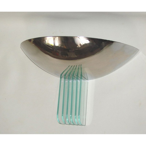 Image 1 of Vintage Art Deco wandlamp van metaal en glas, 1970