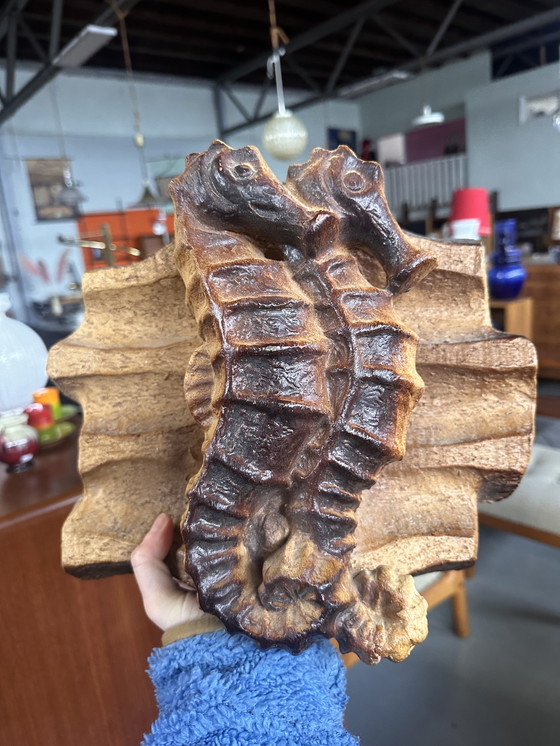 Image 1 of Vintage keramiek lamp zeepaard brutalist