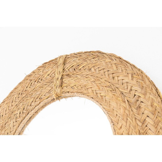 Image 1 of Vintage ronde spiegel gemaakt van espartogras