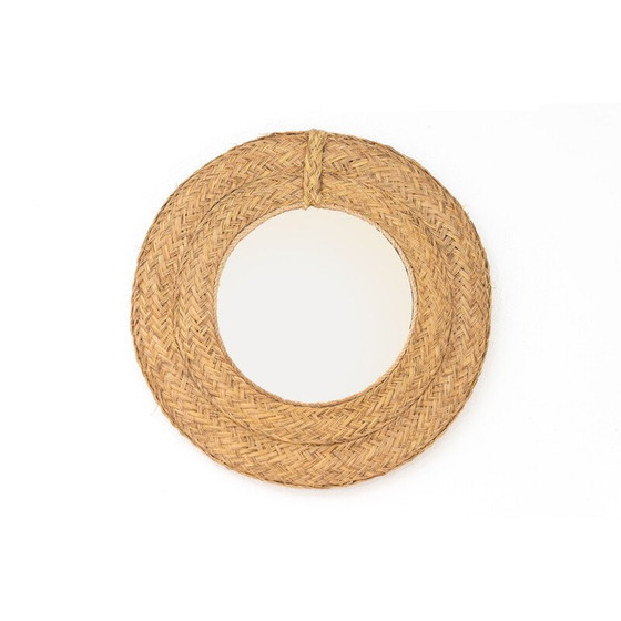 Image 1 of Vintage ronde spiegel gemaakt van espartogras