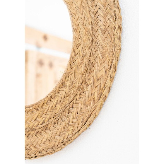 Image 1 of Vintage ronde spiegel gemaakt van espartogras