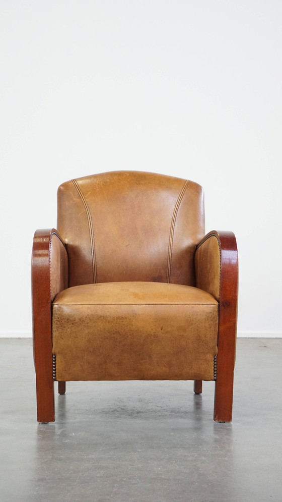 Image 1 of Schapenleren Art Deco Design Armchair