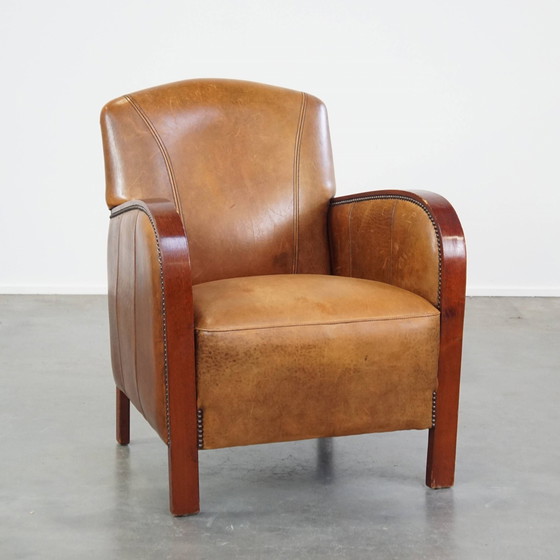 Image 1 of Schapenleren Art Deco Design Armchair