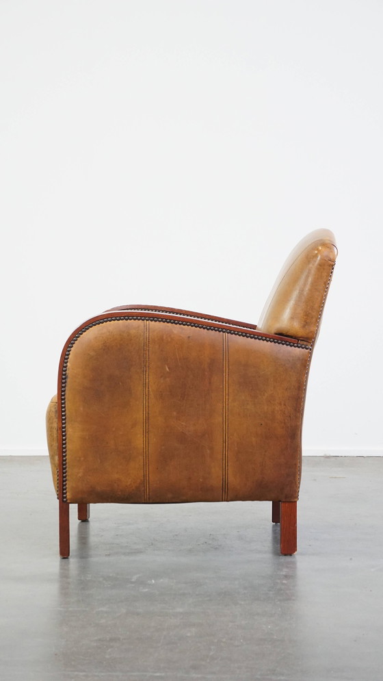 Image 1 of Schapenleren Art Deco Design Armchair