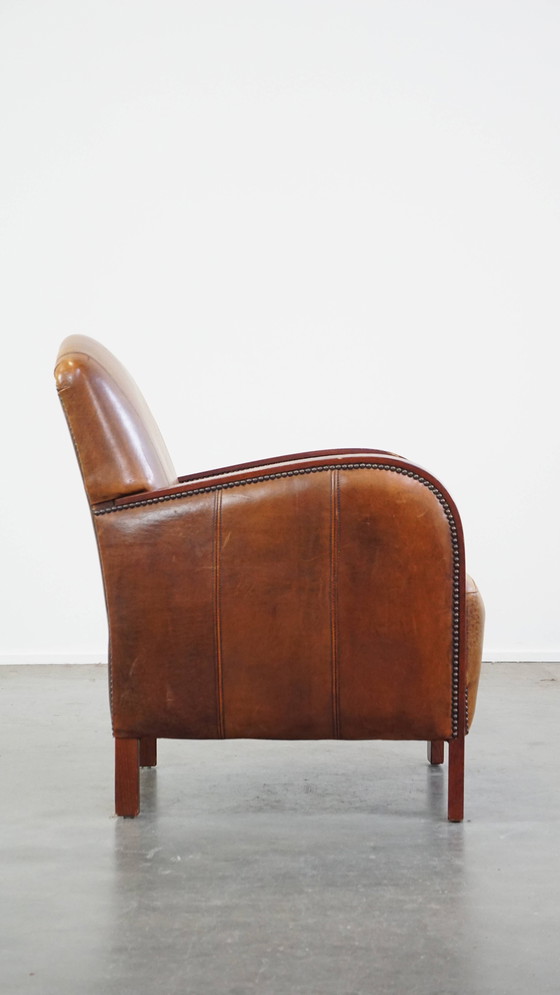 Image 1 of Schapenleren Art Deco Design Armchair