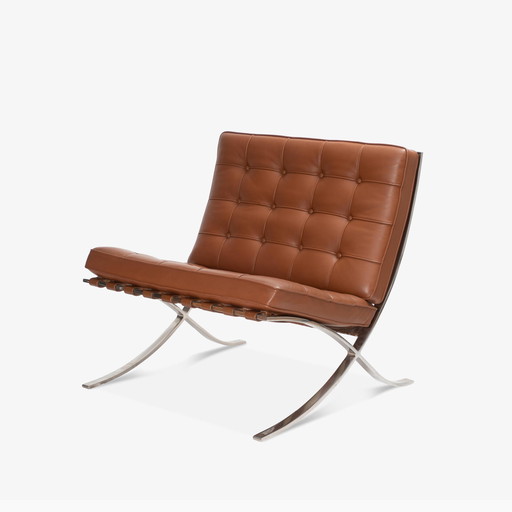 Knoll Barcelona Lounge Chair Cognac Leder Chroom Showmodel