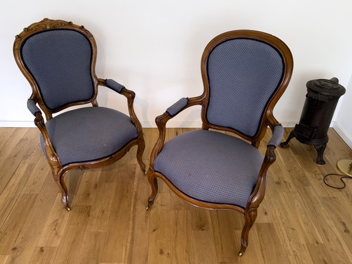 2x Antieke Biedermeier fauteuil