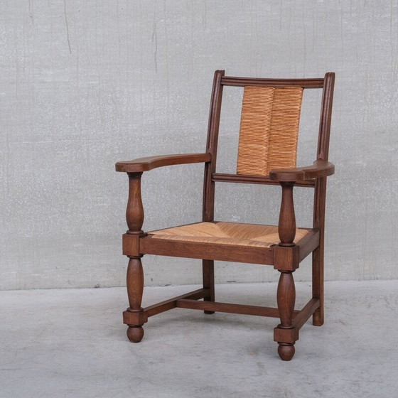 Image 1 of Paar vintage fauteuils in biezen, Frankrijk 1950