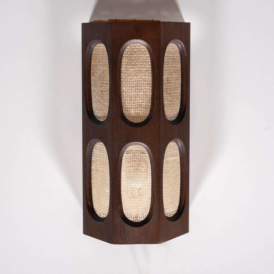 Image 1 of Japandi Zweedse houten wandlamp 60s, vintage wall light