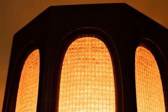 Image 1 of Japandi Zweedse houten wandlamp 60s, vintage wall light