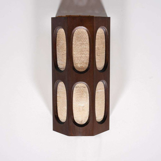 Image 1 of Japandi Zweedse houten wandlamp 60s, vintage wall light