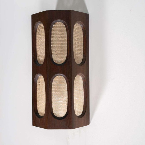 Image 1 of Japandi Zweedse houten wandlamp 60s, vintage wall light