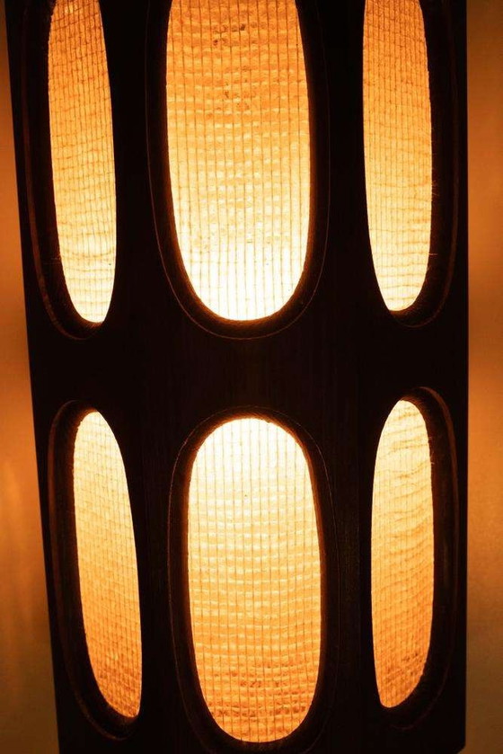 Image 1 of Japandi Zweedse houten wandlamp 60s, vintage wall light