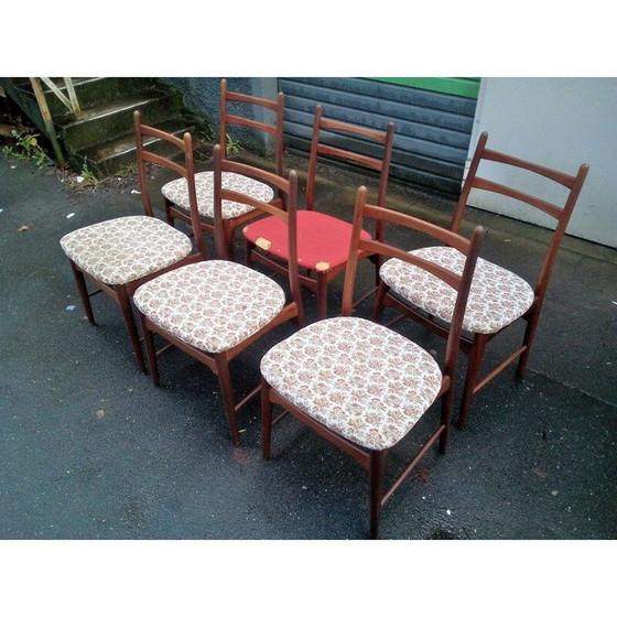 Image 1 of Set van 6 vintage Deense eetkamerstoelen