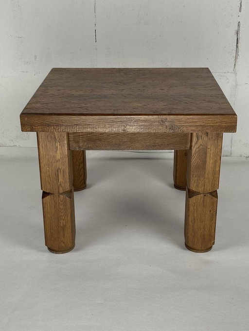 Brutalistische vierkante eiken salontafel, 1960S