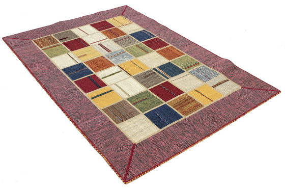 Image 1 of Origineel handgeknoopt Perzisch tapijt Kelim Patchwork Design 202 X 141 Cm Topconditie