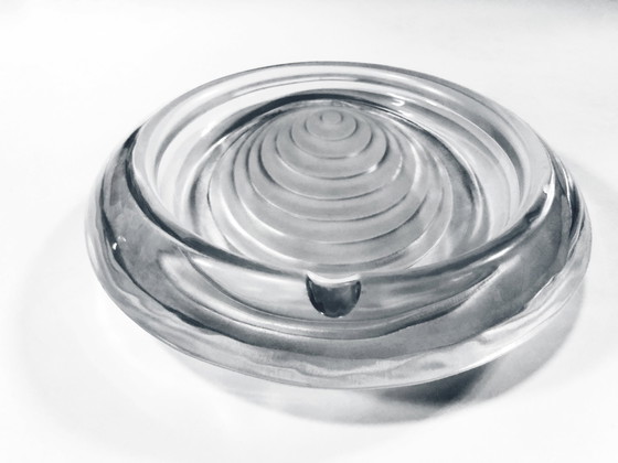 Image 1 of Grote Kinetische Asbak - Kristal - Daum Frankrijk - Op Art - 1970