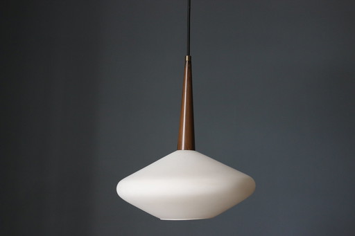 Louis Kalff 1960 Scandinavische Vintage Opaline Hanglamp