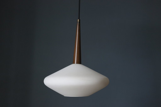 Louis Kalff 1960 Scandinavische Vintage Opaline Hanglamp