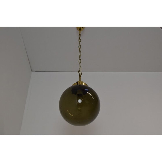 Image 1 of Vintage glazen en koperen hanglamp van Kamenicky Senov, Tsjecho-Slowakije 1960