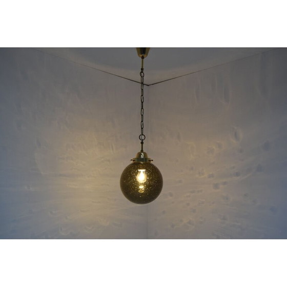 Image 1 of Vintage glazen en koperen hanglamp van Kamenicky Senov, Tsjecho-Slowakije 1960