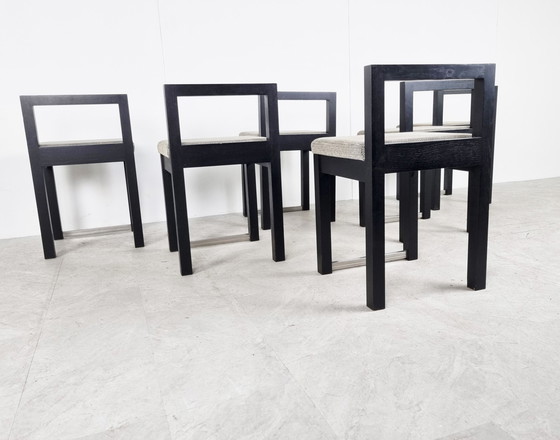 Image 1 of 6x brutalistische eetkamerstoelen