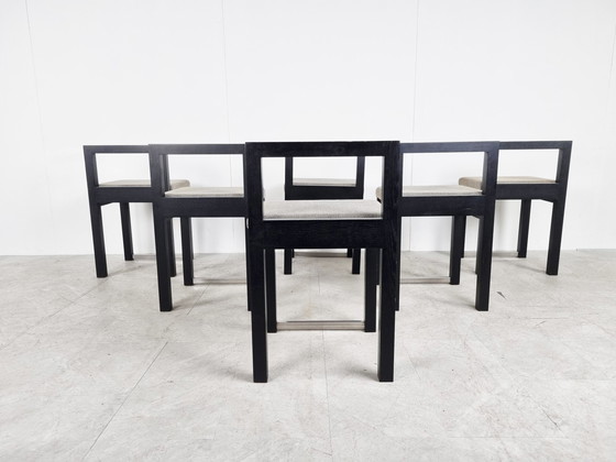 Image 1 of 6x brutalistische eetkamerstoelen