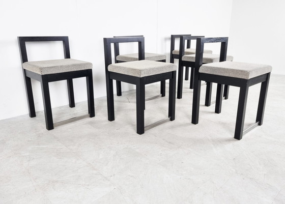 Image 1 of 6x brutalistische eetkamerstoelen