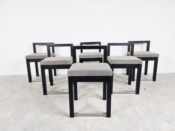 Image 1 of 6x brutalistische eetkamerstoelen