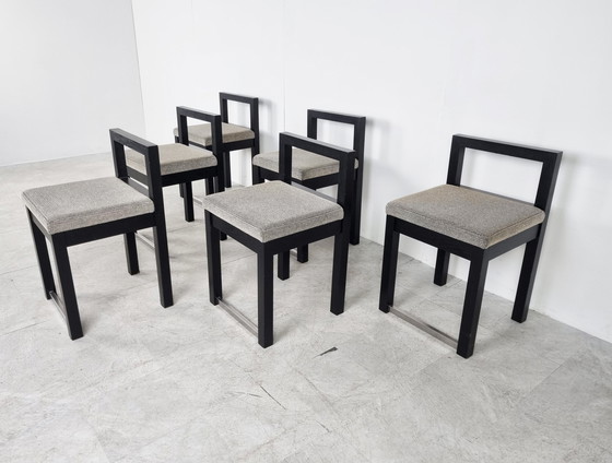 Image 1 of 6x brutalistische eetkamerstoelen