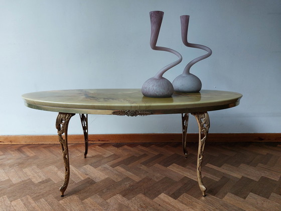 Image 1 of Vintage ovale marmerlook salontafel