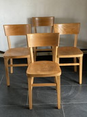 4x Vintage Beukenhouten Eetkamerstoelen