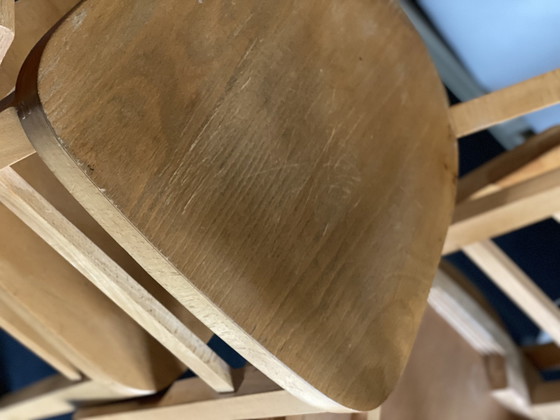 Image 1 of 4x Vintage Beukenhouten Eetkamerstoelen