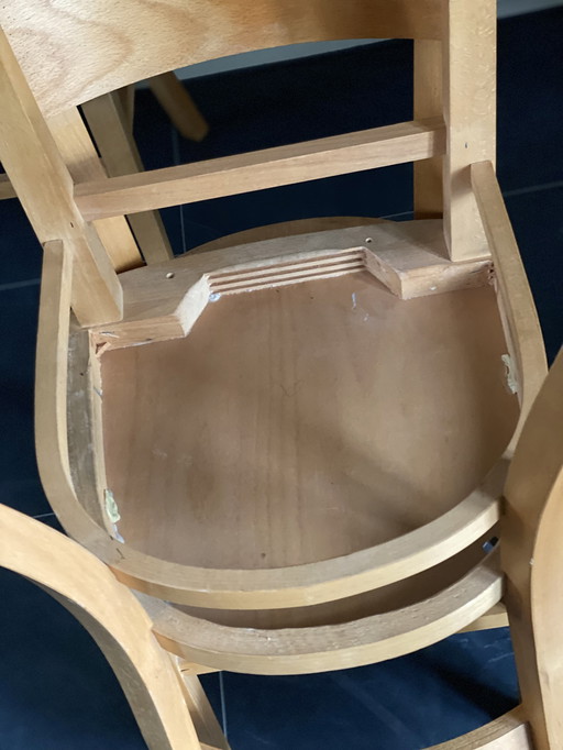 4x Vintage Beukenhouten Eetkamerstoelen