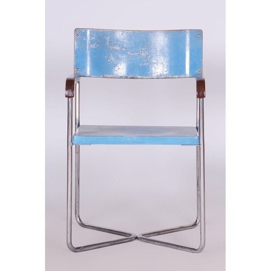 Image 1 of Vintage Bauhaus fauteuil in beuken en verchroomd staal voor Mücke Melder, Tsjecho-Slowakije 1930