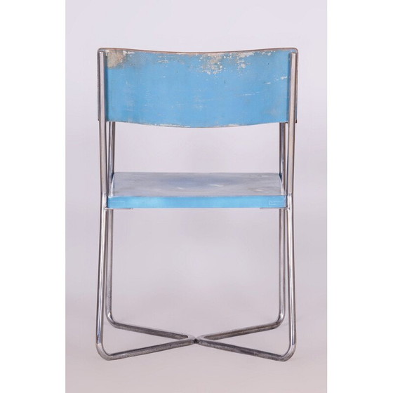 Image 1 of Vintage Bauhaus fauteuil in beuken en verchroomd staal voor Mücke Melder, Tsjecho-Slowakije 1930