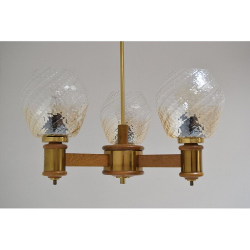 Mid-century houten kroonluchter, 1970